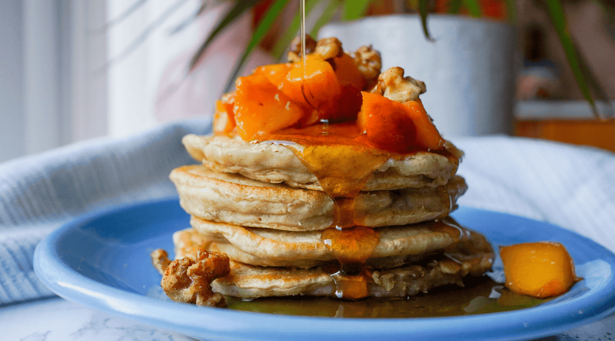 Tortitas de masa madre con melocotón