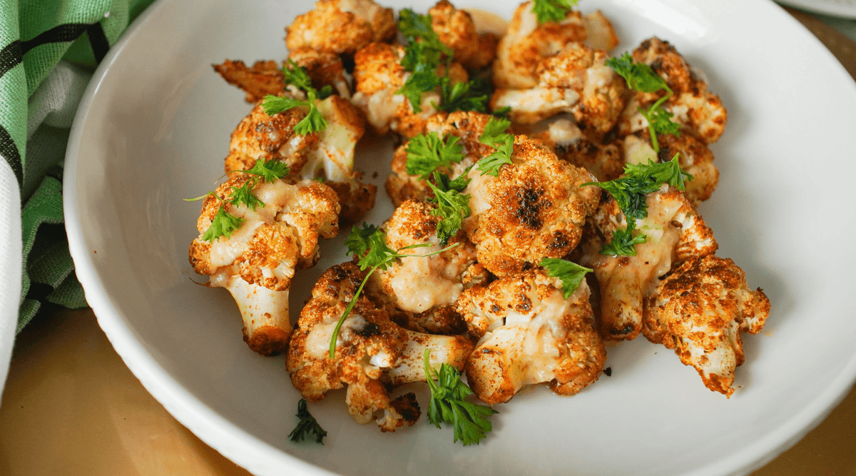 Crispy Cauliflower Bites With Ranch Dressing