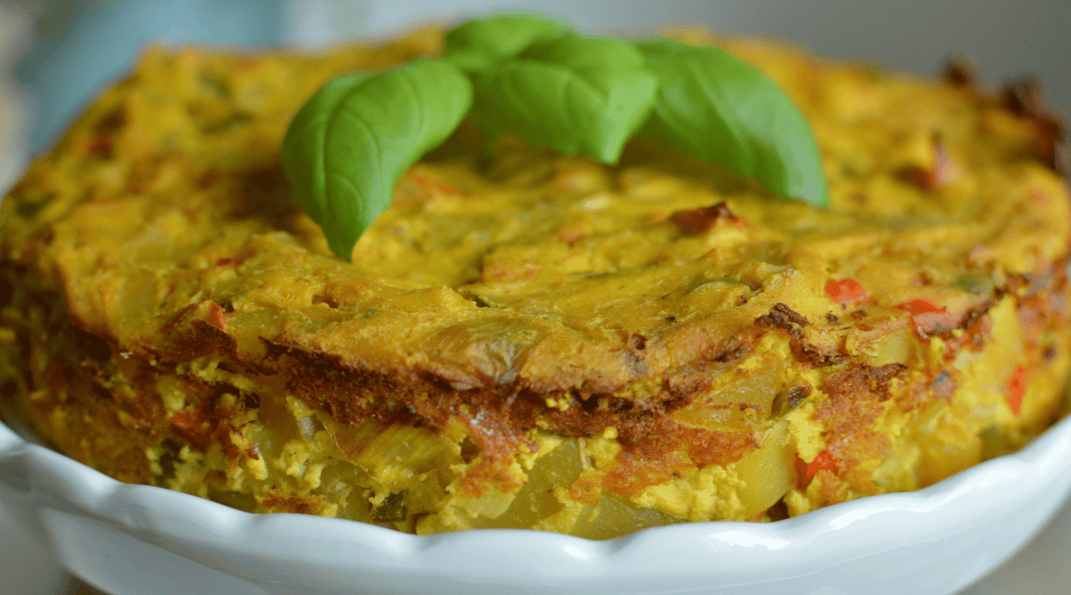 Frittata Vegana de Vegetales de Jardín con Tofu