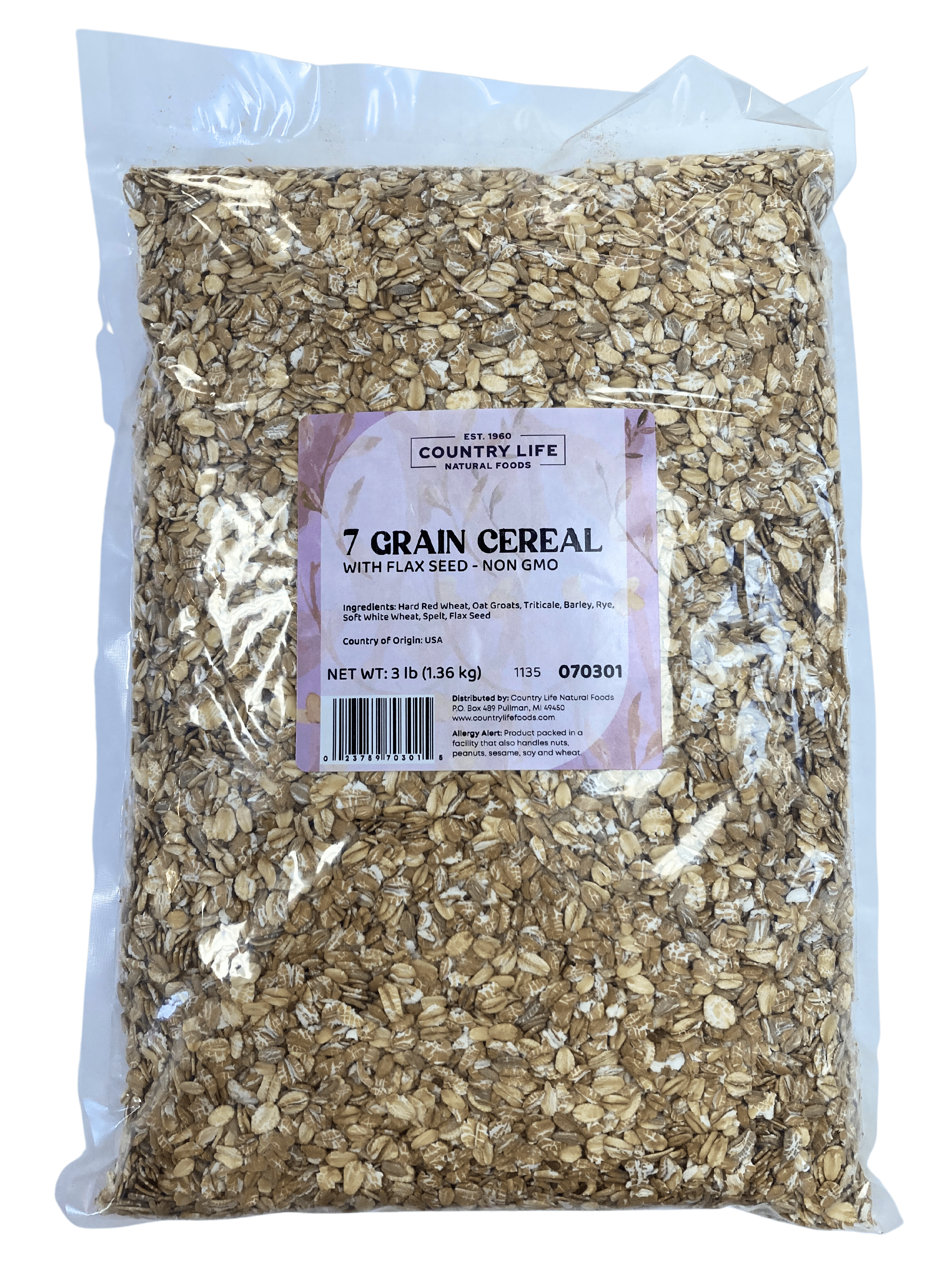 7-Grain Cereal w/ Flaxseed, Non GMO, Cereals & Granolas - Country Life Natural Foods