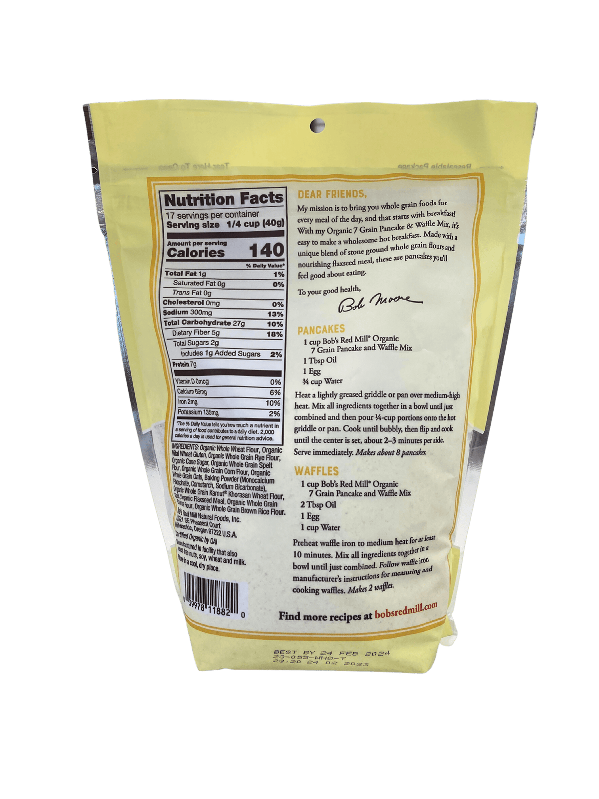 Pancake & Waffle Mix, Multi-Grain, Organic, Bob's Red Mill, Cooking & Baking Ingredients - Country Life Natural Foods