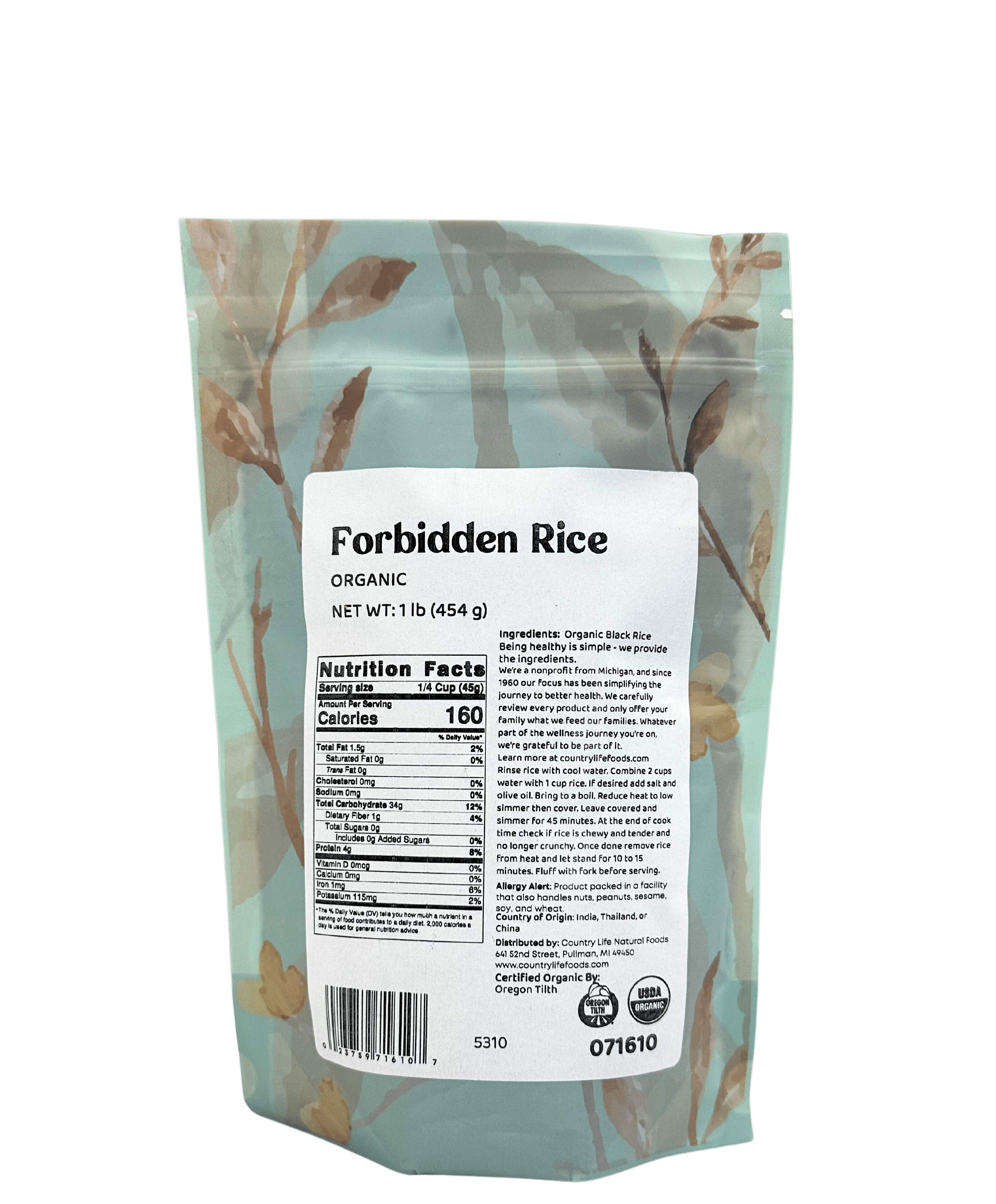 Forbidden Rice, Black, Organic, Rice - Country Life Natural Foods