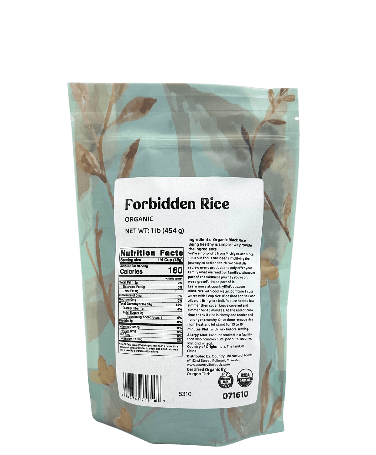 Forbidden Rice, Black, Organic, Rice - Country Life Natural Foods