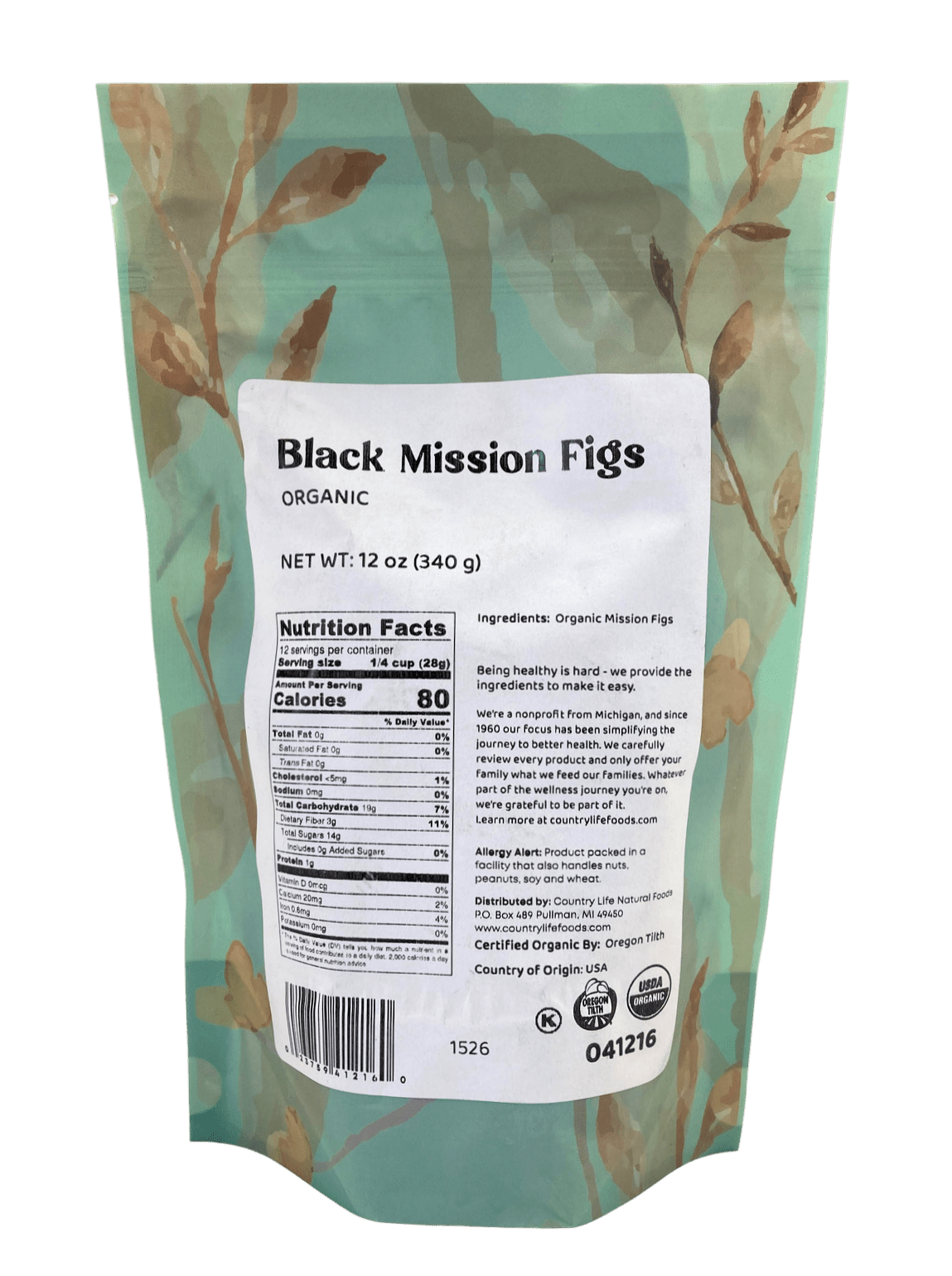 Figs, Mission, X-Choice, Organic, Dried Fruit - Country Life Natural Foods