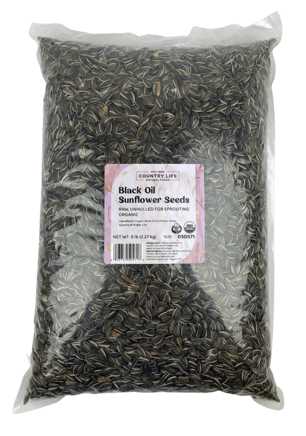 Sunflower Seeds, Black Oil, Unhulled For Sprouting, Organic, Seeds - Country Life Natural Foods