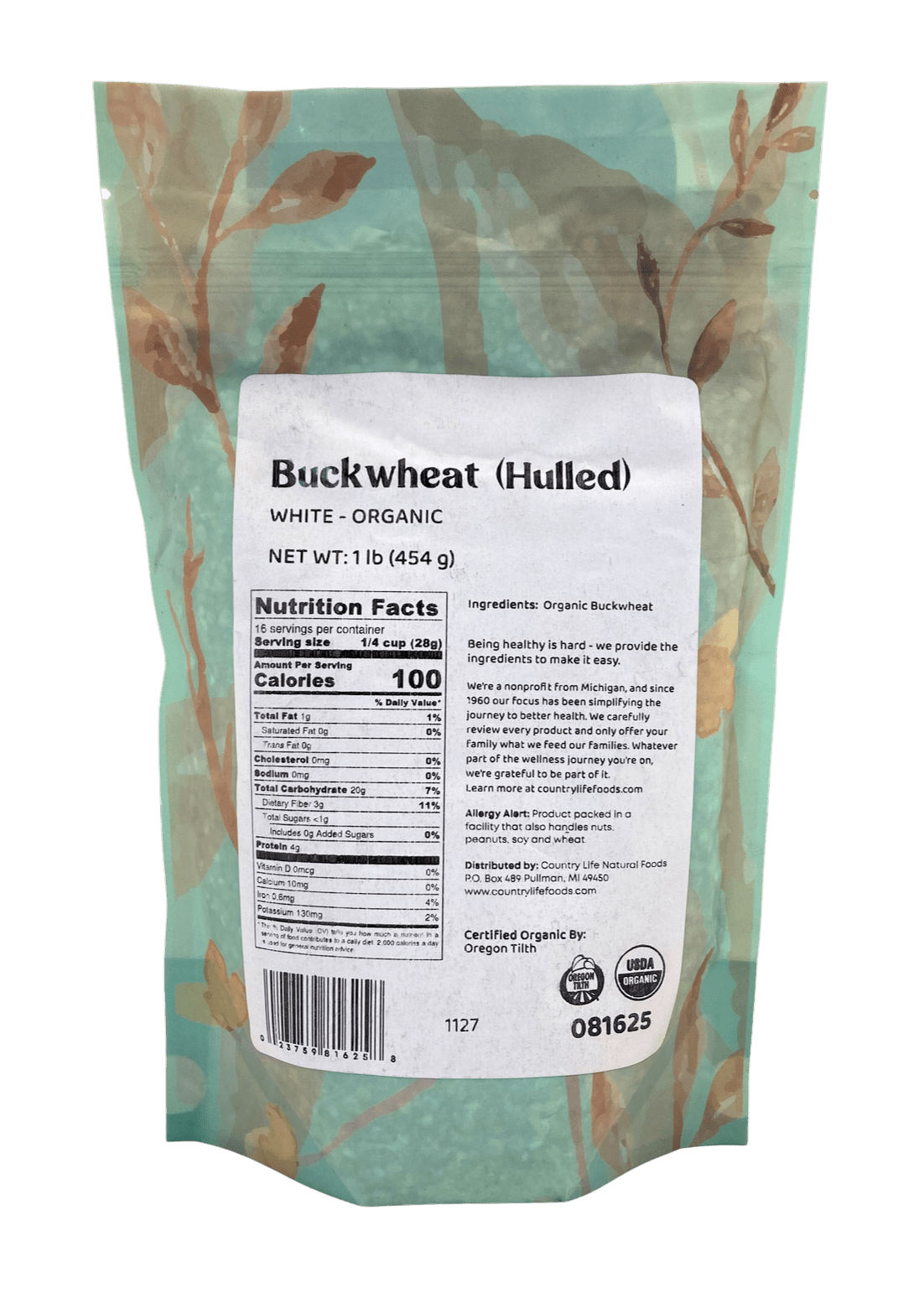 Buckwheat, White, Hulled, Organic, Grains - Country Life Natural Foods