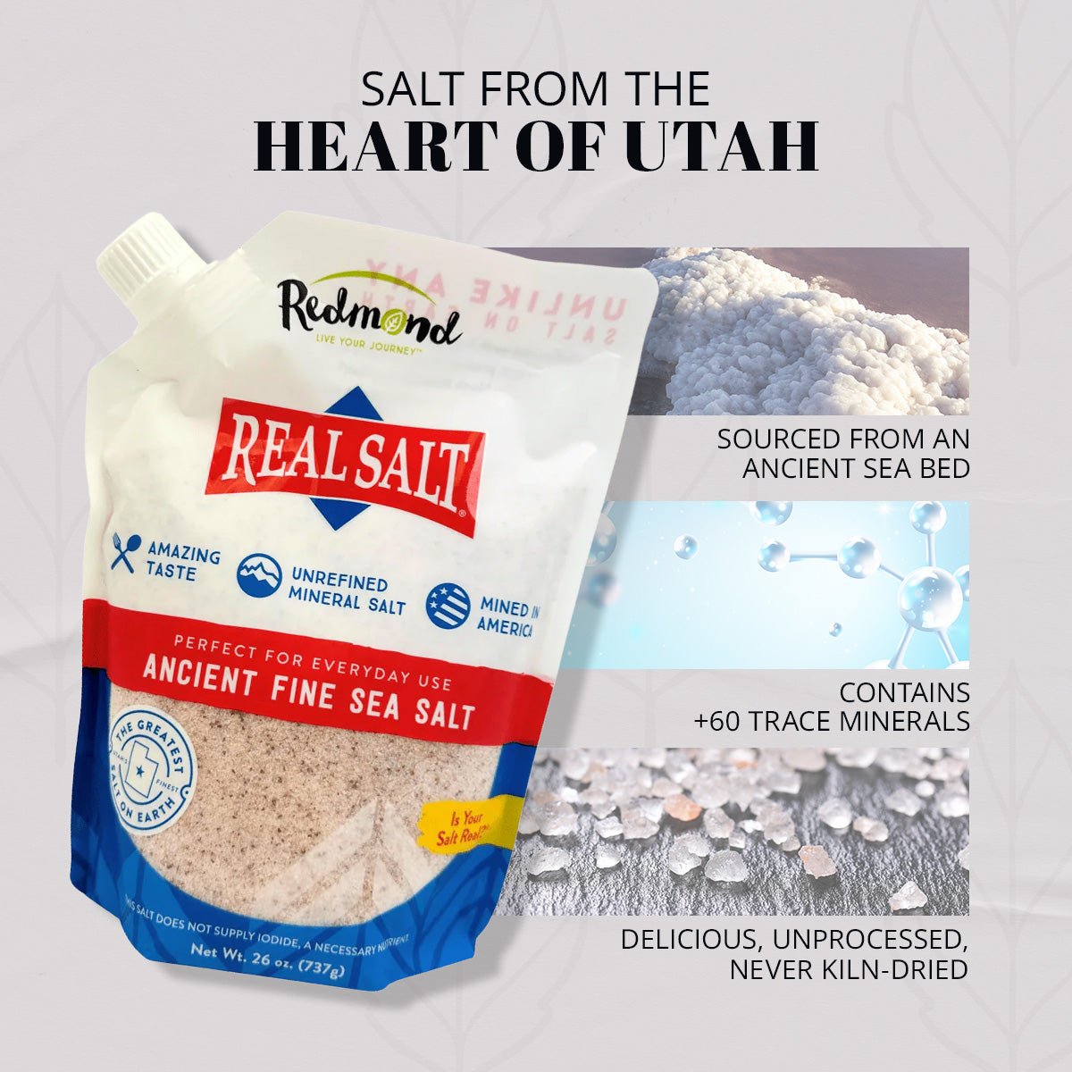 Salt, Redmond Real Salt, Fine Ground, Salt - Country Life Natural Foods