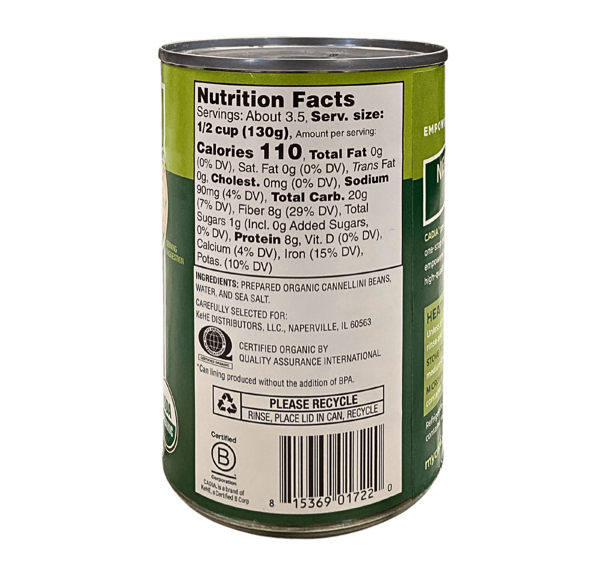 Cannellini Beans, Organic, Cadia, Beans - Country Life Natural Foods