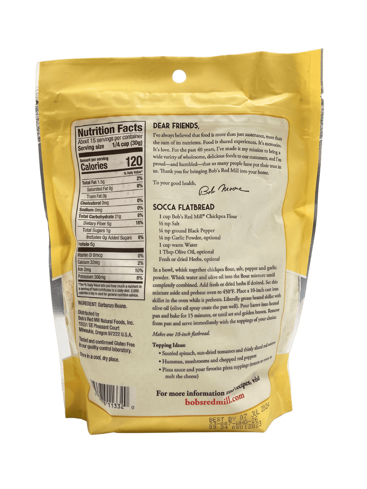 Chickpea (Garbanzo Bean) Flour, Gluten-Free, Bob's Red Mill, Flour - Country Life Natural Foods