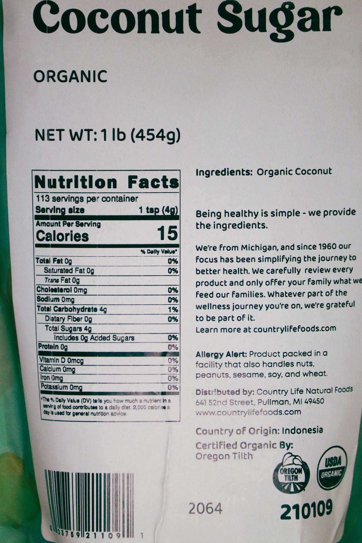 Coconut Sugar, Organic, Other Sweeteners - Country Life Natural Foods