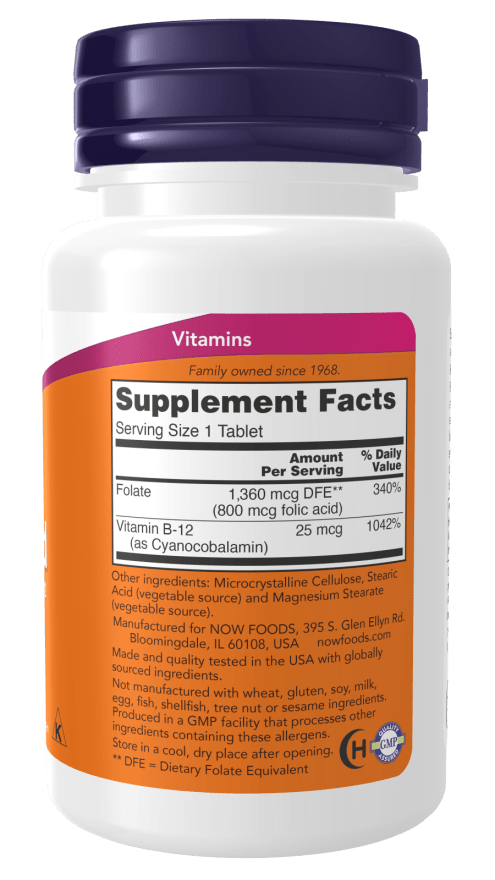 Folic Acid 800 mcg with Vitamin B-12 Tablets, Vitamins & Supplements - Country Life Natural Foods