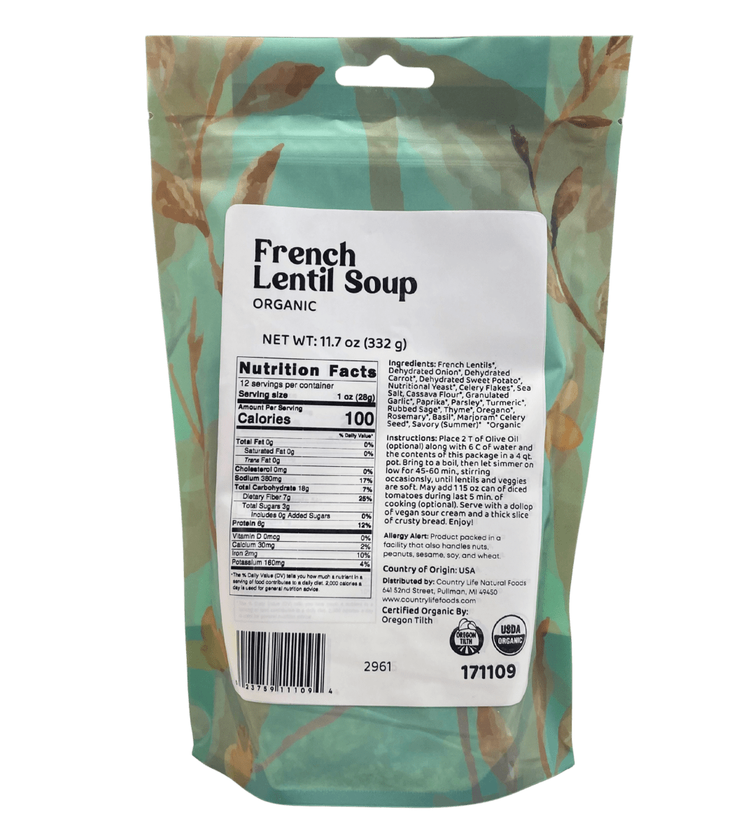 French Lentil Soup, CLNF Easy Meals - Country Life Natural Foods