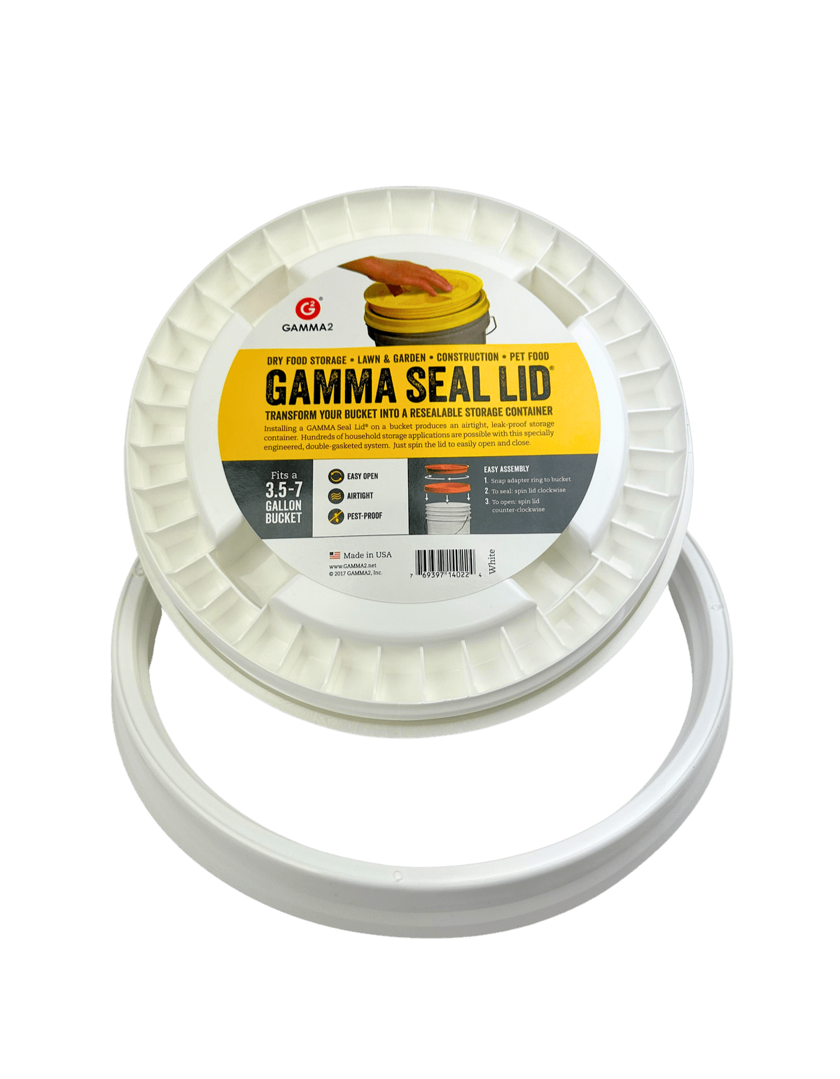 Lid, Gamma Seal, For 5 Gallon Pail, White, Food Storage - Country Life Natural Foods
