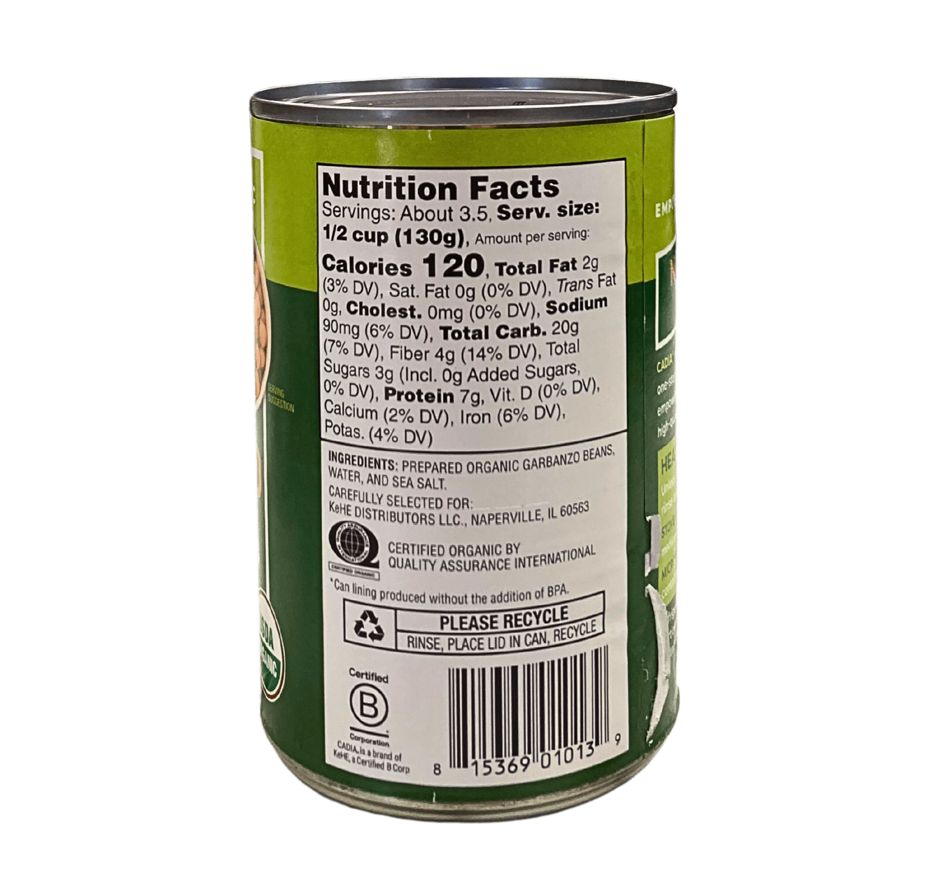 Garbanzo Beans, Organic, Cadia, Beans - Country Life Natural Foods