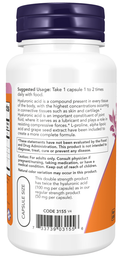 Hyaluronic Acid, Double Strength, Vitamins & Supplements - Country Life Natural Foods