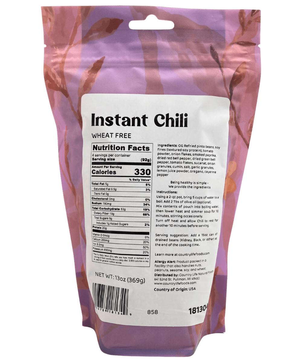 Instant Chili, Wheat Free, CLNF Easy Meals - Country Life Natural Foods