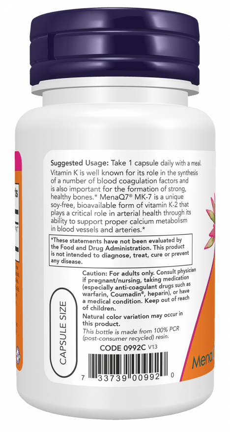 MK-7 Vitamin K-2 100mcg, Vitamins & Supplements - Country Life Natural Foods