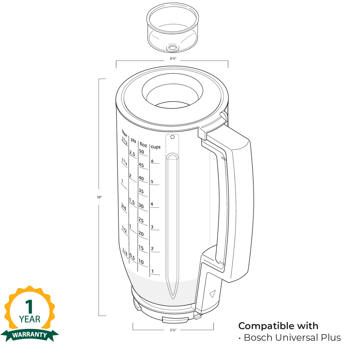 Universal Plus Blender Attachment, Kitchen Mixer Attachment - Country Life Natural Foods