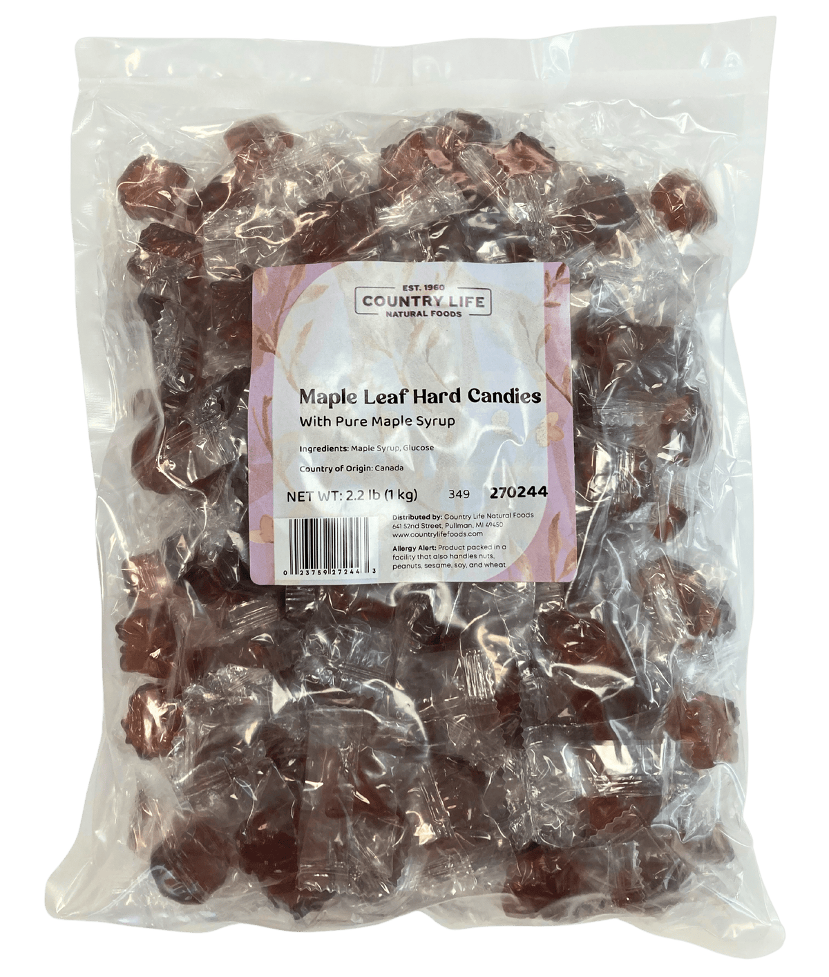 Maple Leaf Hard Candies, Individually Wrapped, Candy - Country Life Natural Foods