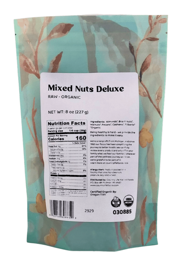 Mixed Nuts Deluxe, Raw, Organic, Trail Mix - Country Life Natural Foods
