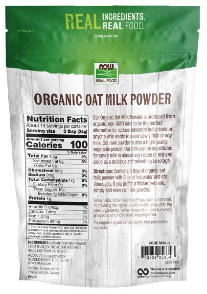 Oat Milk Powder, Organic, NOW, Dairy Substitutes - Country Life Natural Foods
