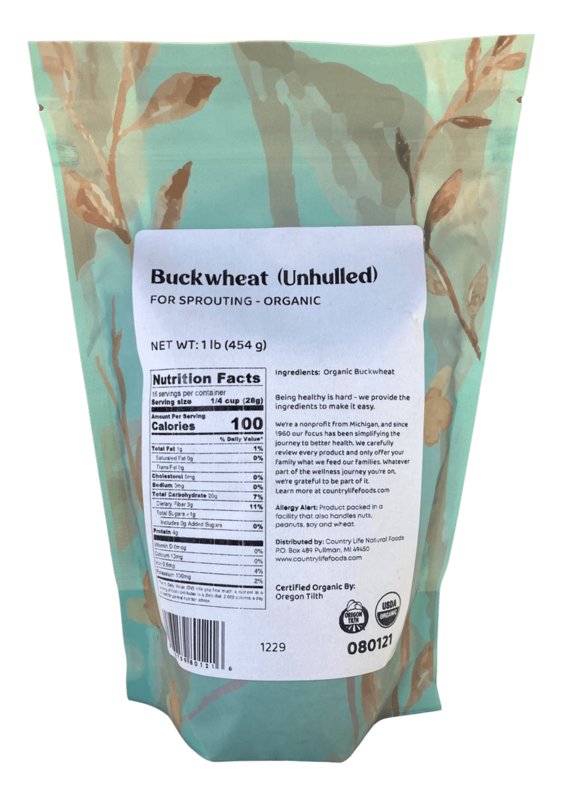 Buckwheat, Unhulled For Sprouting, Organic, Seeds - Country Life Natural Foods