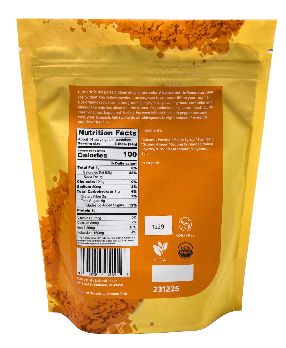 Golden Milk Beverage Mix, Organic, Instant, Vegan, Coffee Substitutes - Country Life Natural Foods