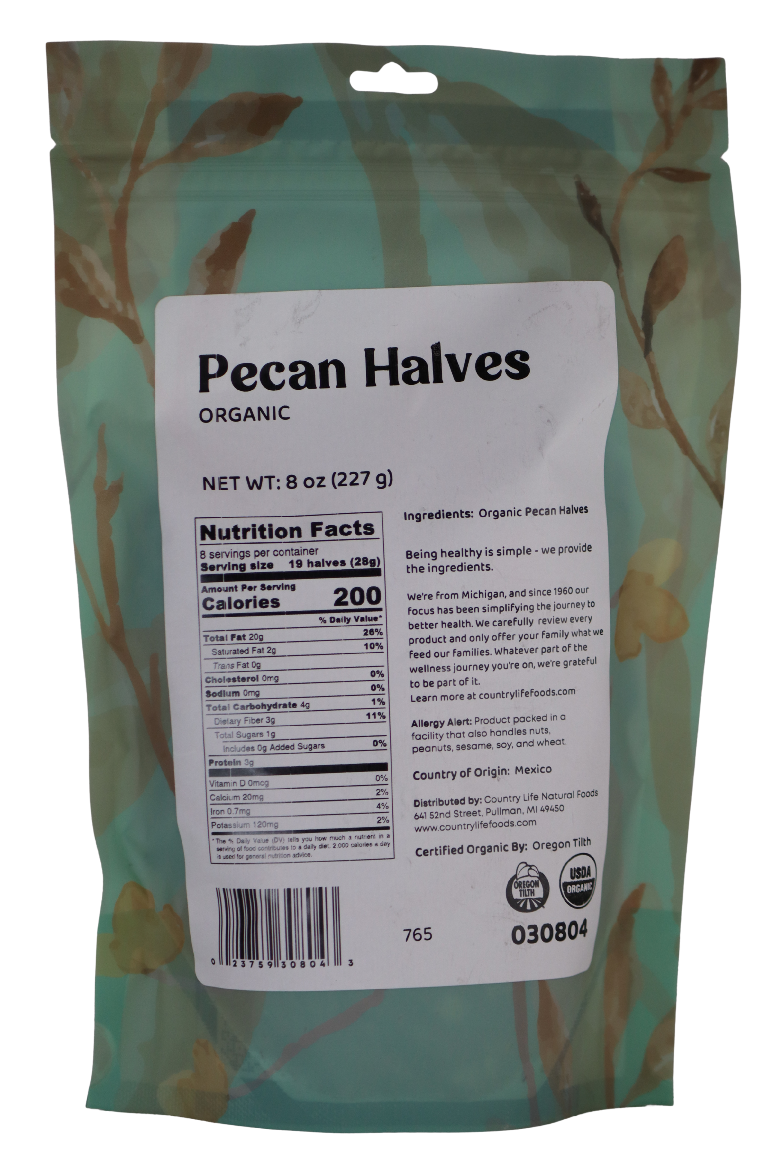 Pecan Halves, Junior Mammoth, Organic, Nuts - Country Life Natural Foods