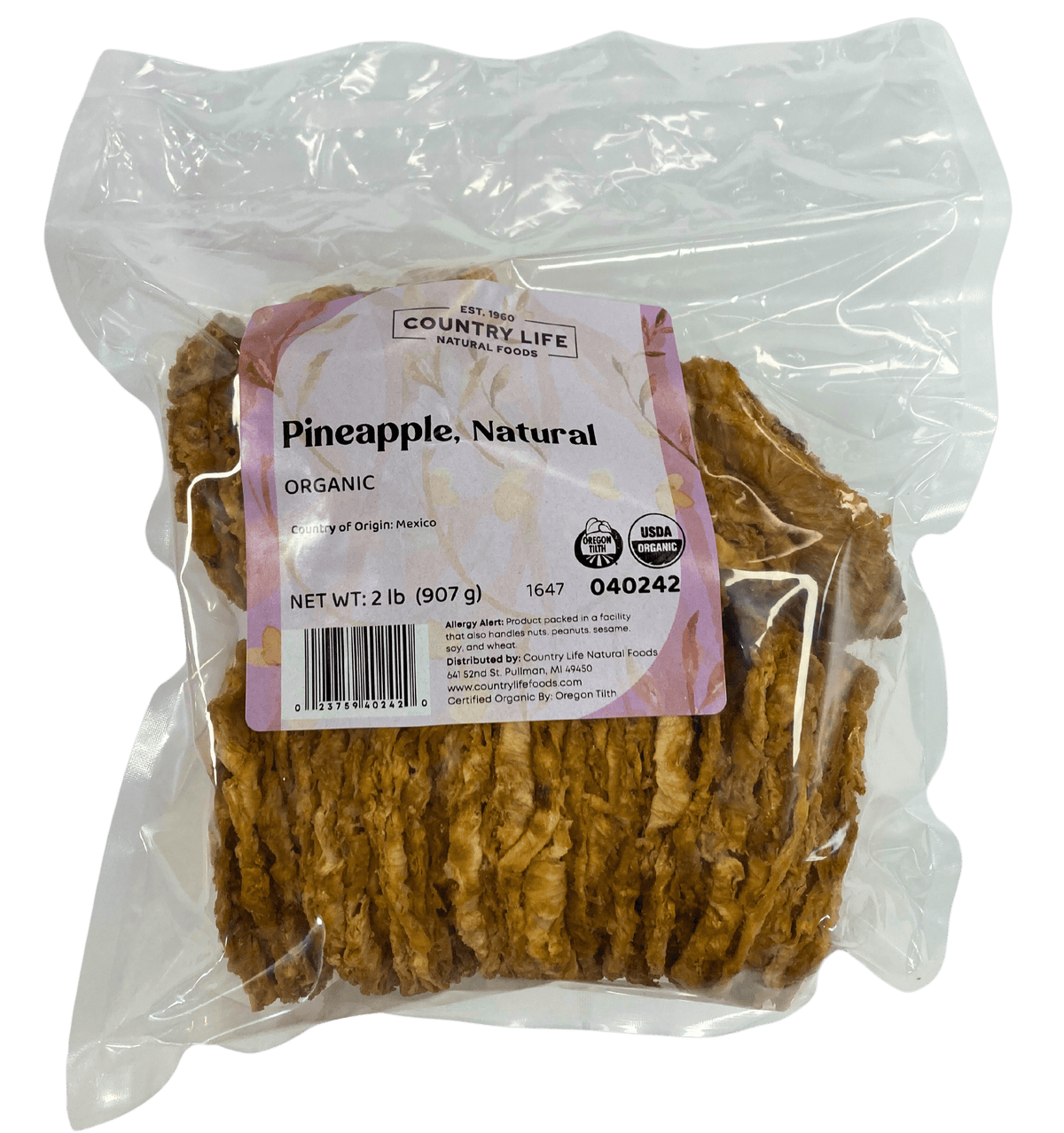 Pineapple Slices, Natural, Organic, Dried Fruit - Country Life Natural Foods