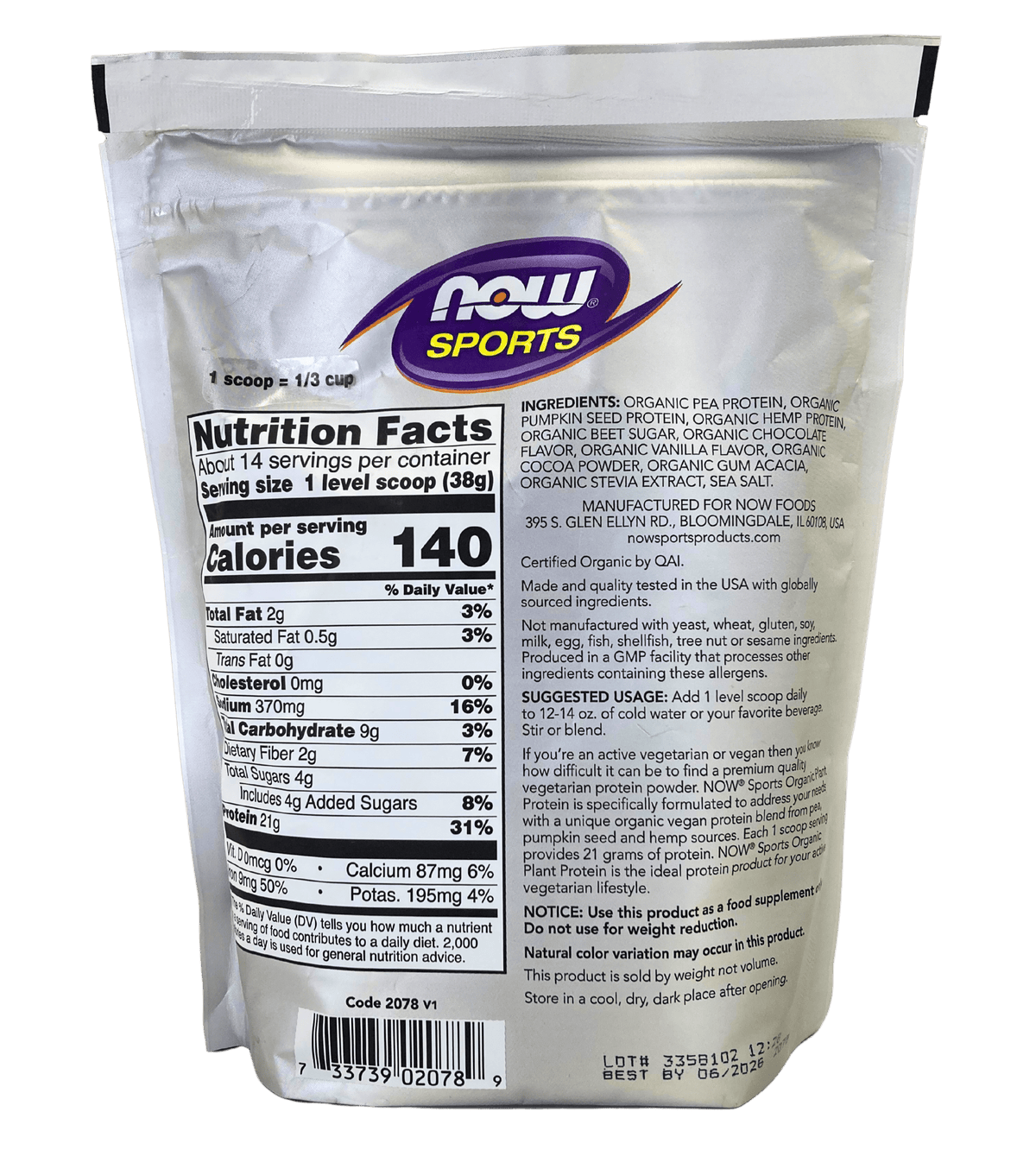 Plant Protein Powder, Organic, 1.2 lb, Vitamins & Supplements - Country Life Natural Foods