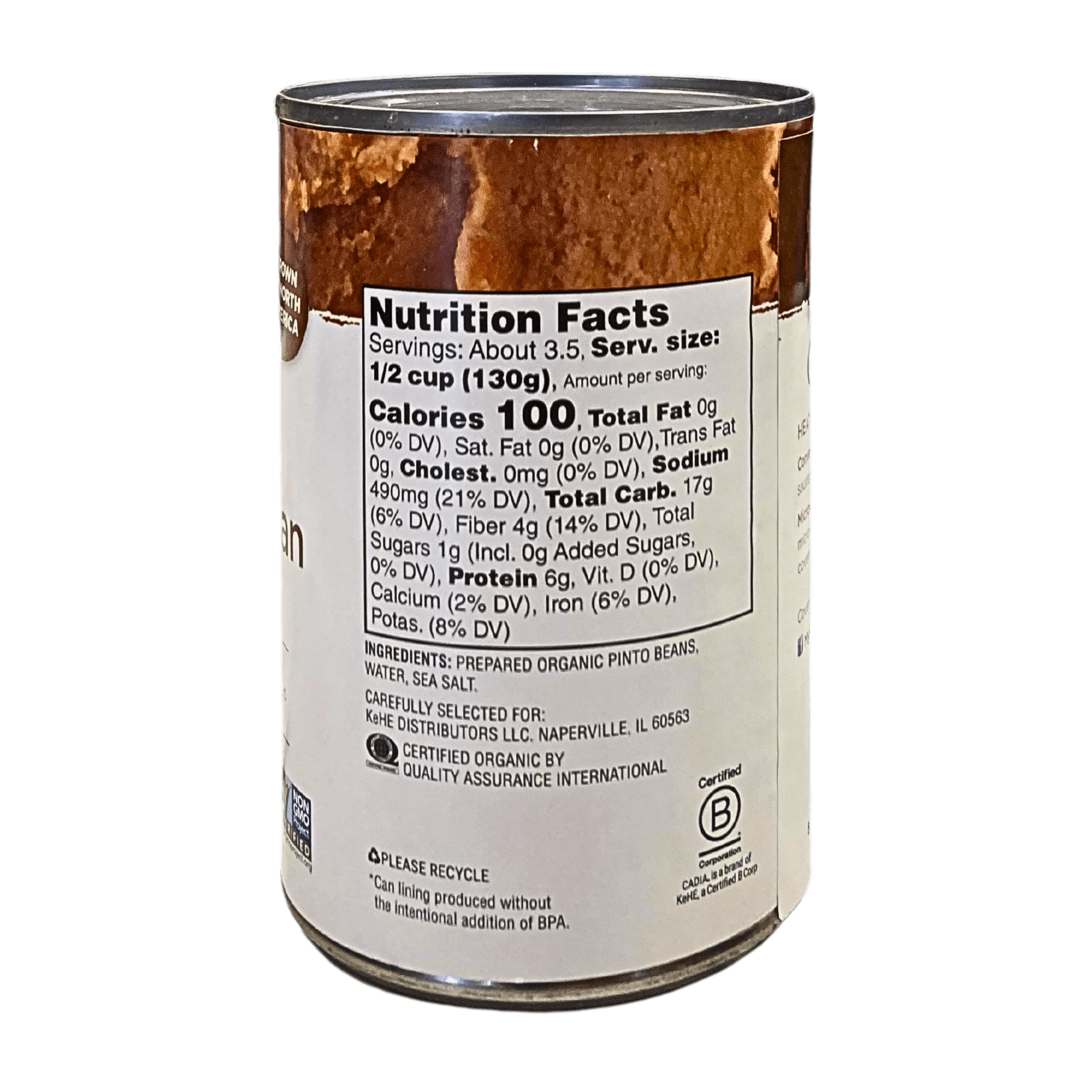 Refried Beans, Fat Free, Organic, Cadia, Beans - Country Life Natural Foods