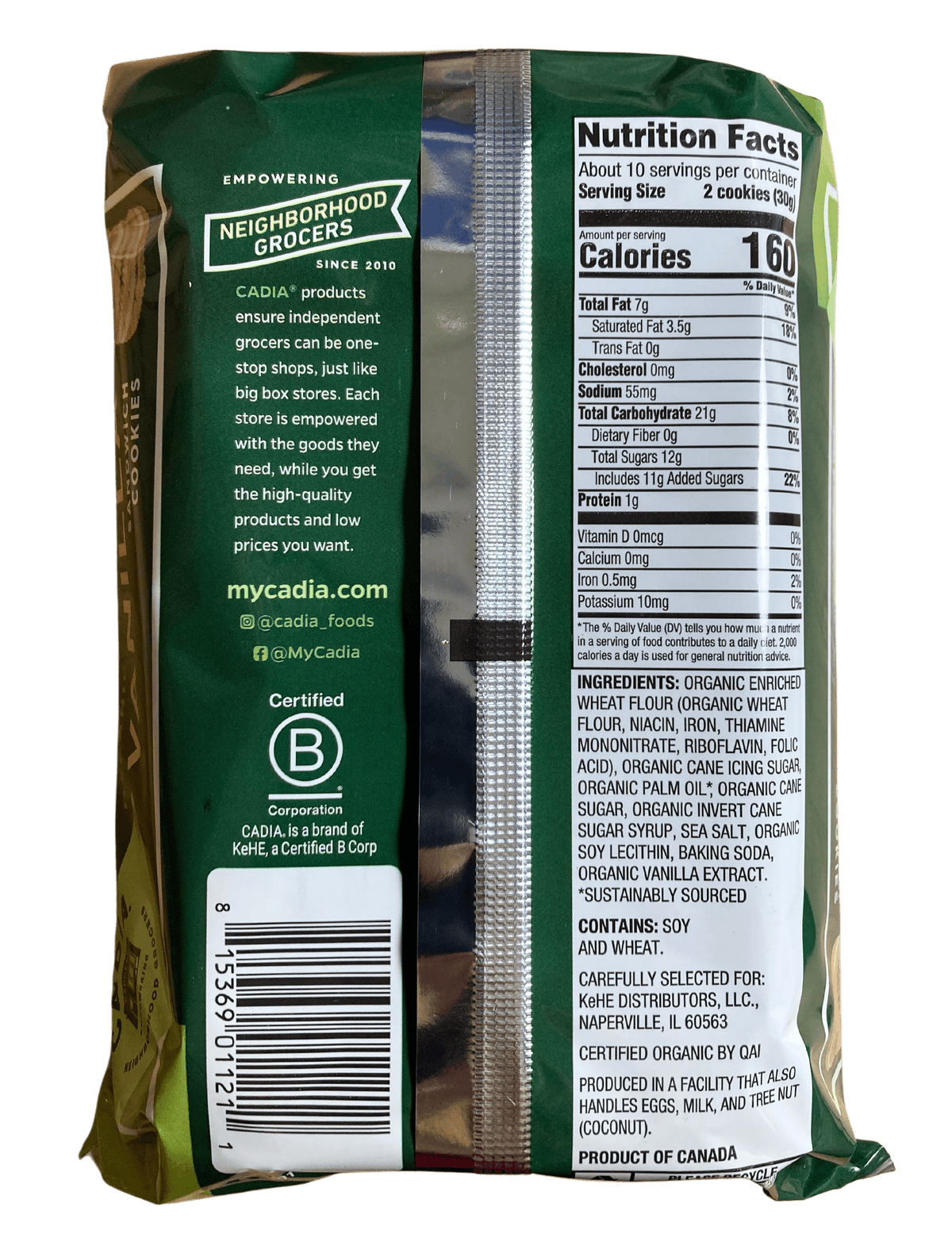Sandwich Cookies, Organic, Cadia, Cookies - Country Life Natural Foods