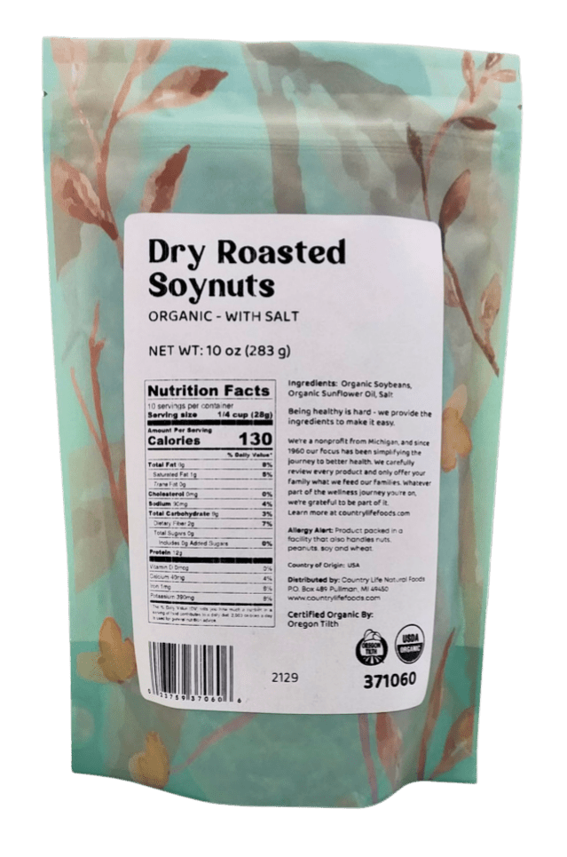 Soynuts, Dry Roasted & Salted, Organic, Savory Snacks - Country Life Natural Foods