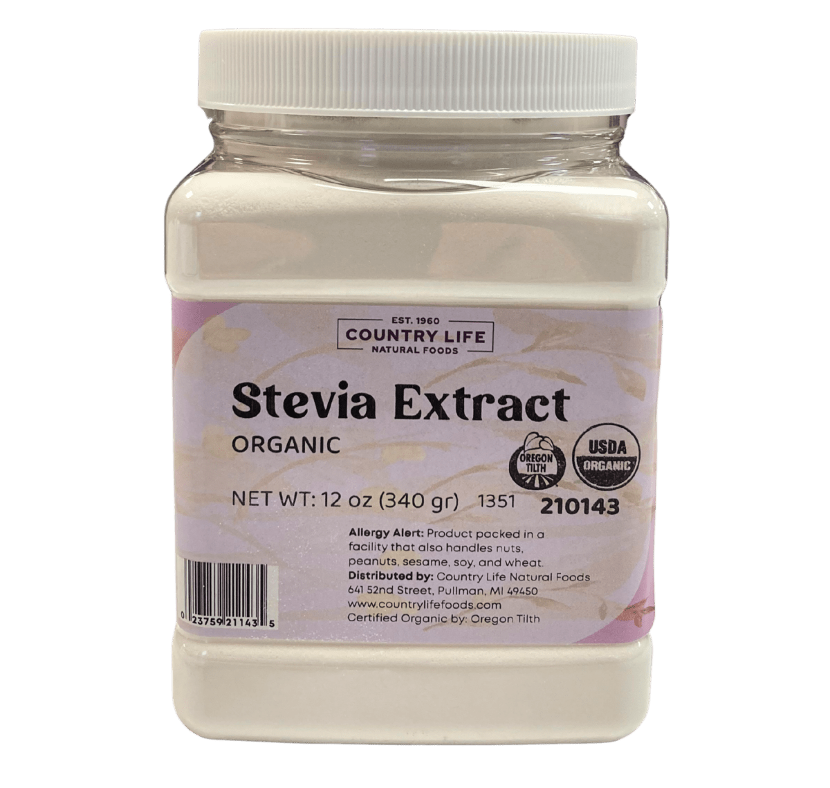 Stevia Extract Powder, White, Organic, Other Sweeteners - Country Life Natural Foods