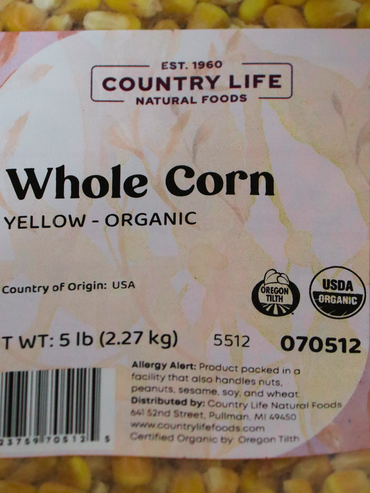 Corn, Whole Yellow, Organic, Grains - Country Life Natural Foods