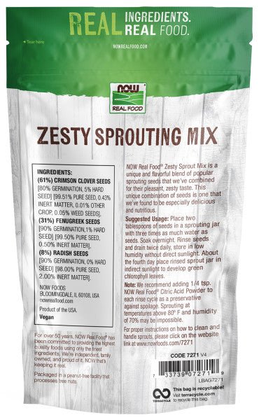Zesty Sprouting Mix, NOW, Seeds - Country Life Natural Foods