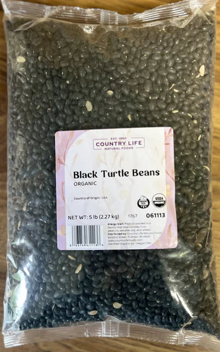 Black Turtle Beans, Organic (REDUCED PRICE! - Contains splits1# and 5# only), Beans - Country Life Natural Foods