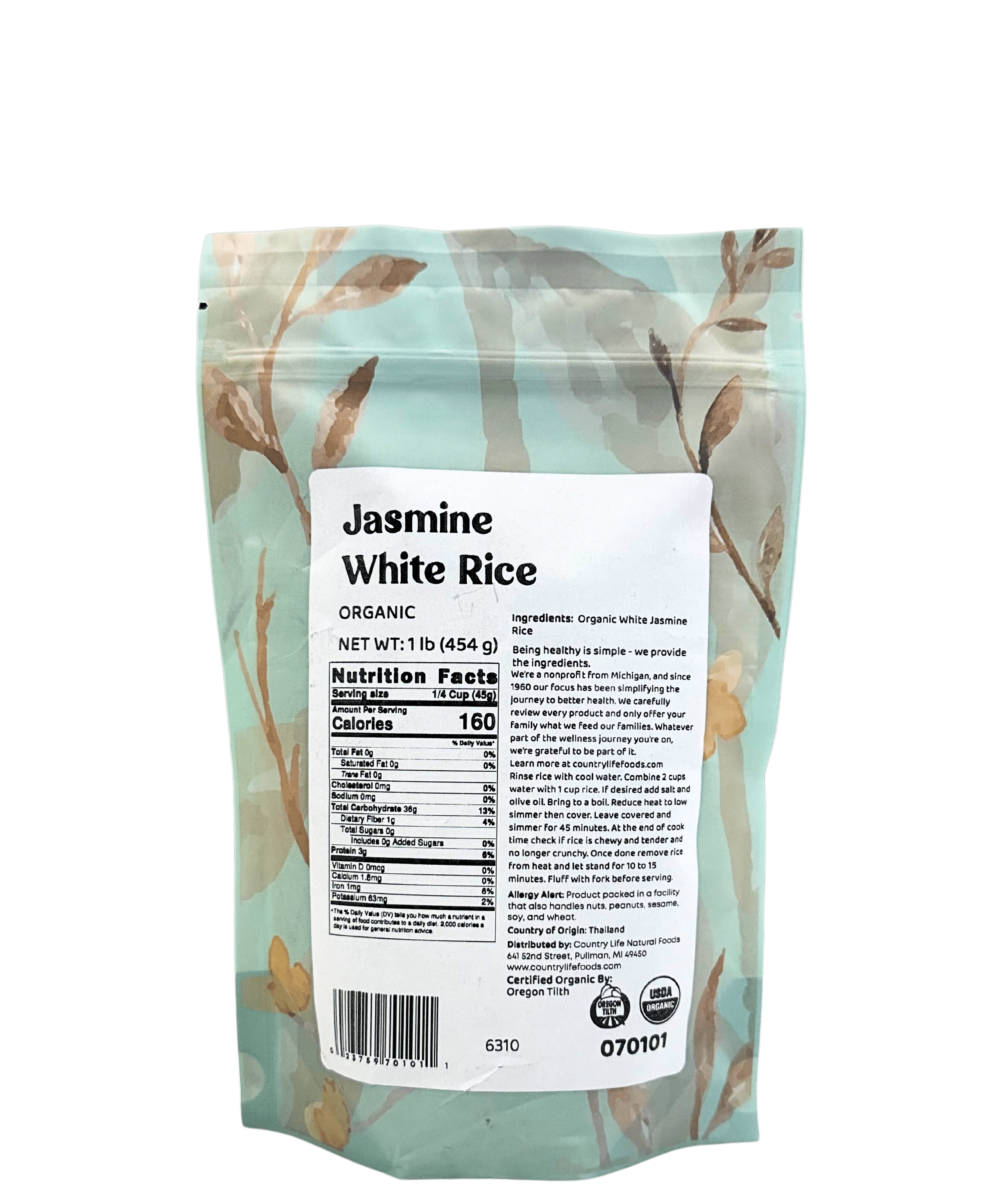Jasmine Rice, White, Organic, Rice - Country Life Natural Foods