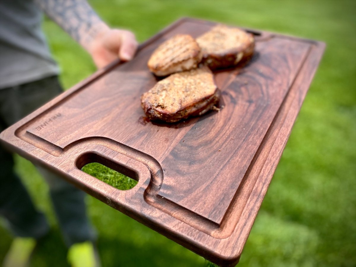 Large Cutting Board With Handles and Juice Groove 18x12, Walnut Reversible Wood Cutting Board, Doubles as a Wooden Serving Tray With Handles, - Country Life Natural Foods