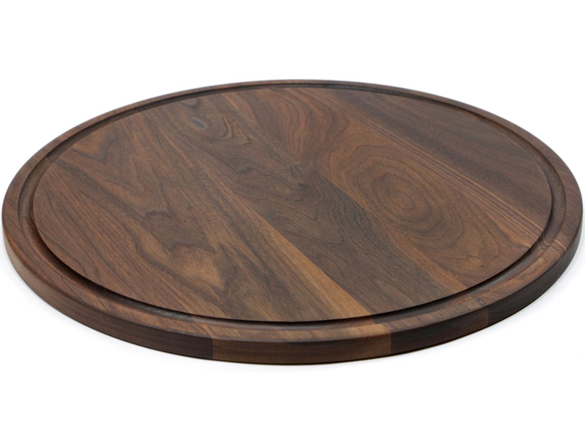 Large Walnut Round Cheese Board, 18 Inch Round Cutting Board with Juice Groove Black Walnut, Large Walnut Round Charcuterie Board, - Country Life Natural Foods