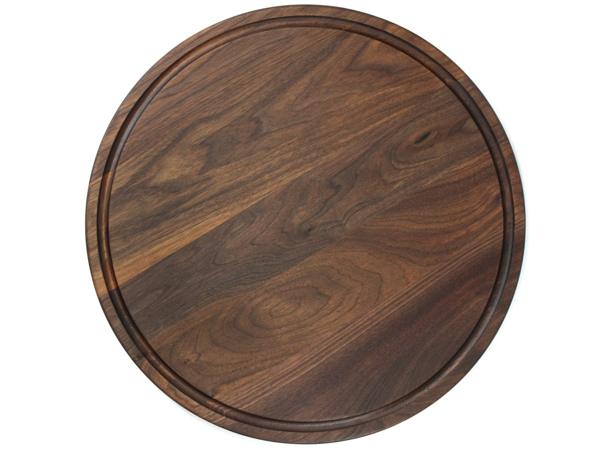 Large Walnut Round Cheese Board, 18 Inch Round Cutting Board with Juice Groove Black Walnut, Large Walnut Round Charcuterie Board, - Country Life Natural Foods