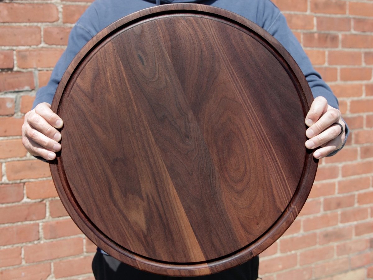 Large Walnut Round Cheese Board, 18 Inch Round Cutting Board with Juice Groove Black Walnut, Large Walnut Round Charcuterie Board, - Country Life Natural Foods