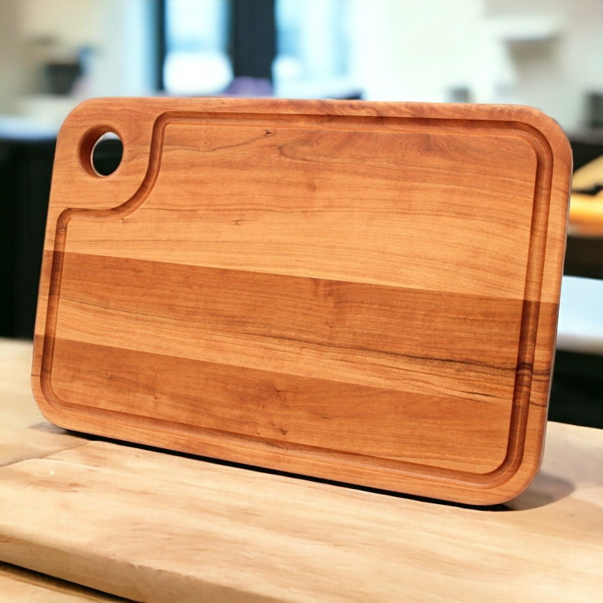 Large Wood Cutting Board With Thumb Hole and Juice Groove 18x12 Inches, Wood Cheese Board, Wooden Chopping Board, 100% Made in the USA, - Country Life Natural Foods
