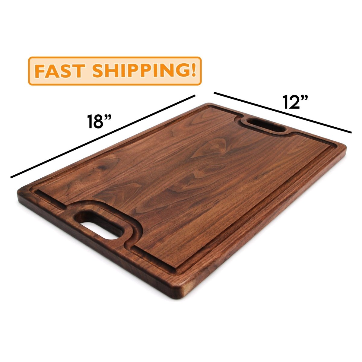 Large Cutting Board With Handles and Juice Groove 18x12, Walnut Reversible Wood Cutting Board, Doubles as a Wooden Serving Tray With Handles, - Country Life Natural Foods