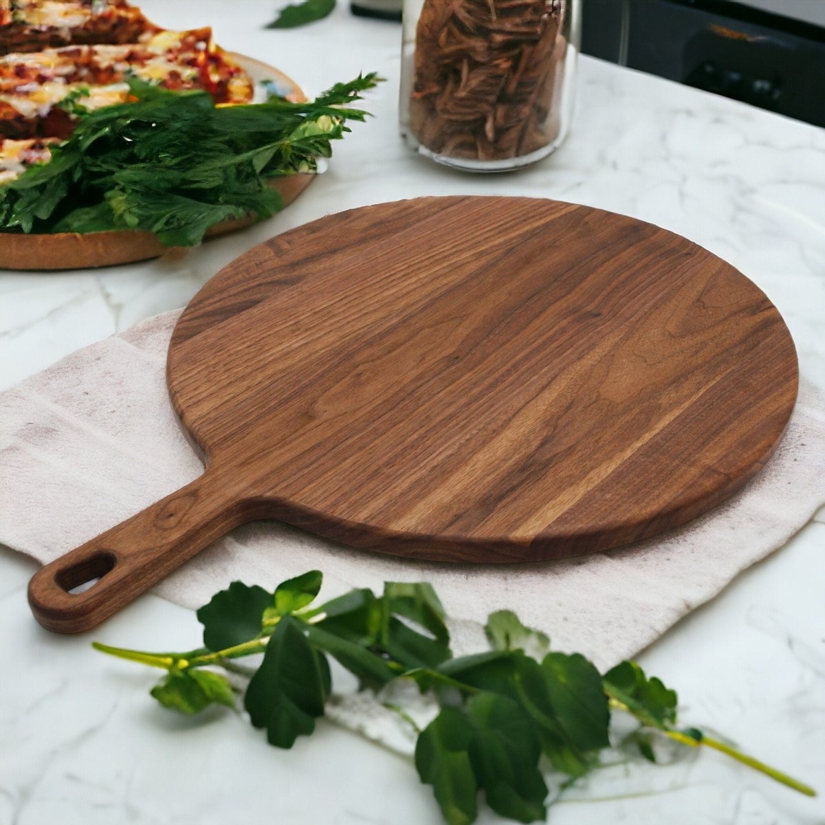 XL Walnut Paddle Cutting Board With Handle, Round Charcuterie Board, Wedding Gift, Charcuterie Board With Handle, 100% Handmade in the USA, - Country Life Natural Foods