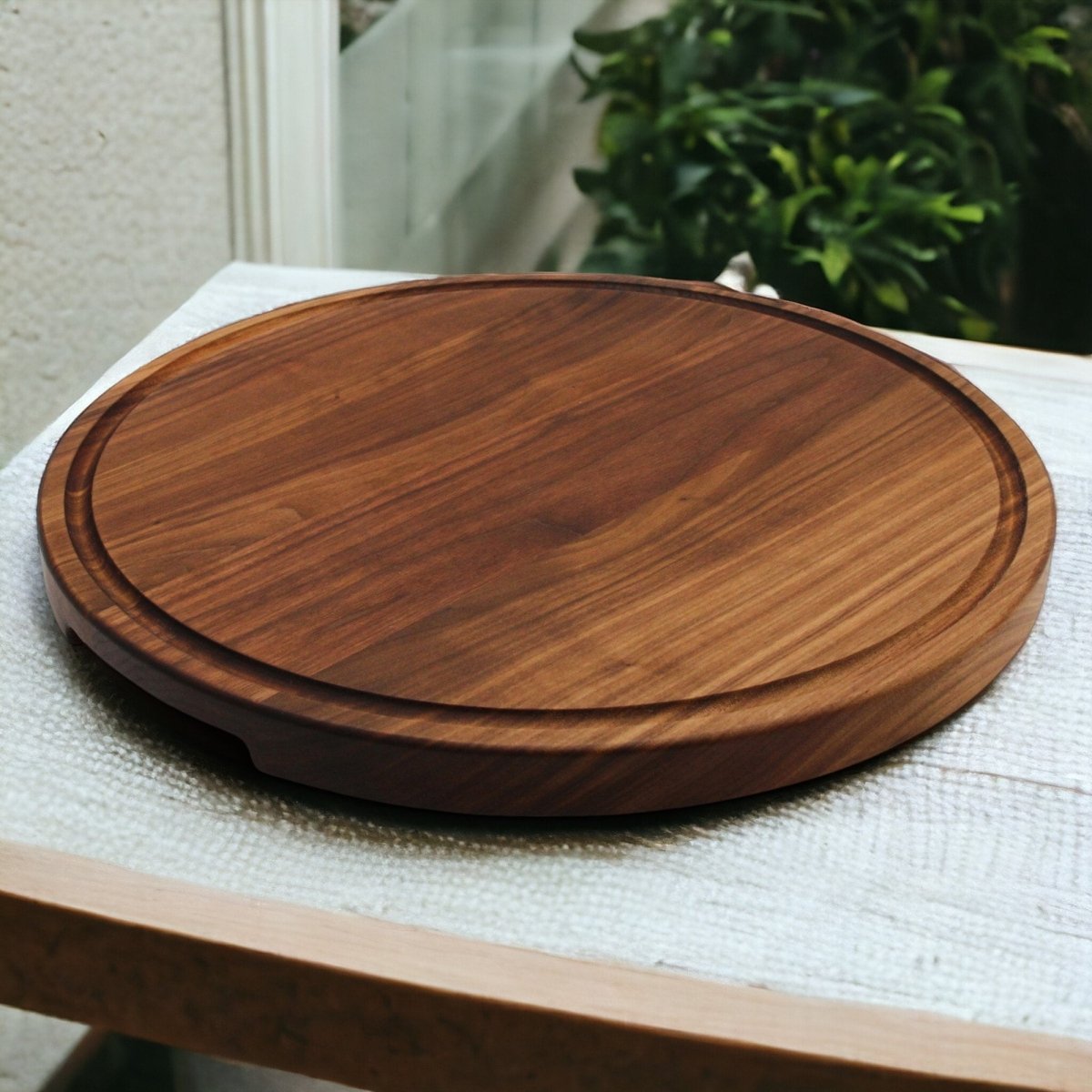 Extra Large Round Wood Cutting Board with Feet, Pocket Handles and Juice Groove, 18”x1.25 Inches Thick, Gift For Mom, 100% USA Made, - Country Life Natural Foods