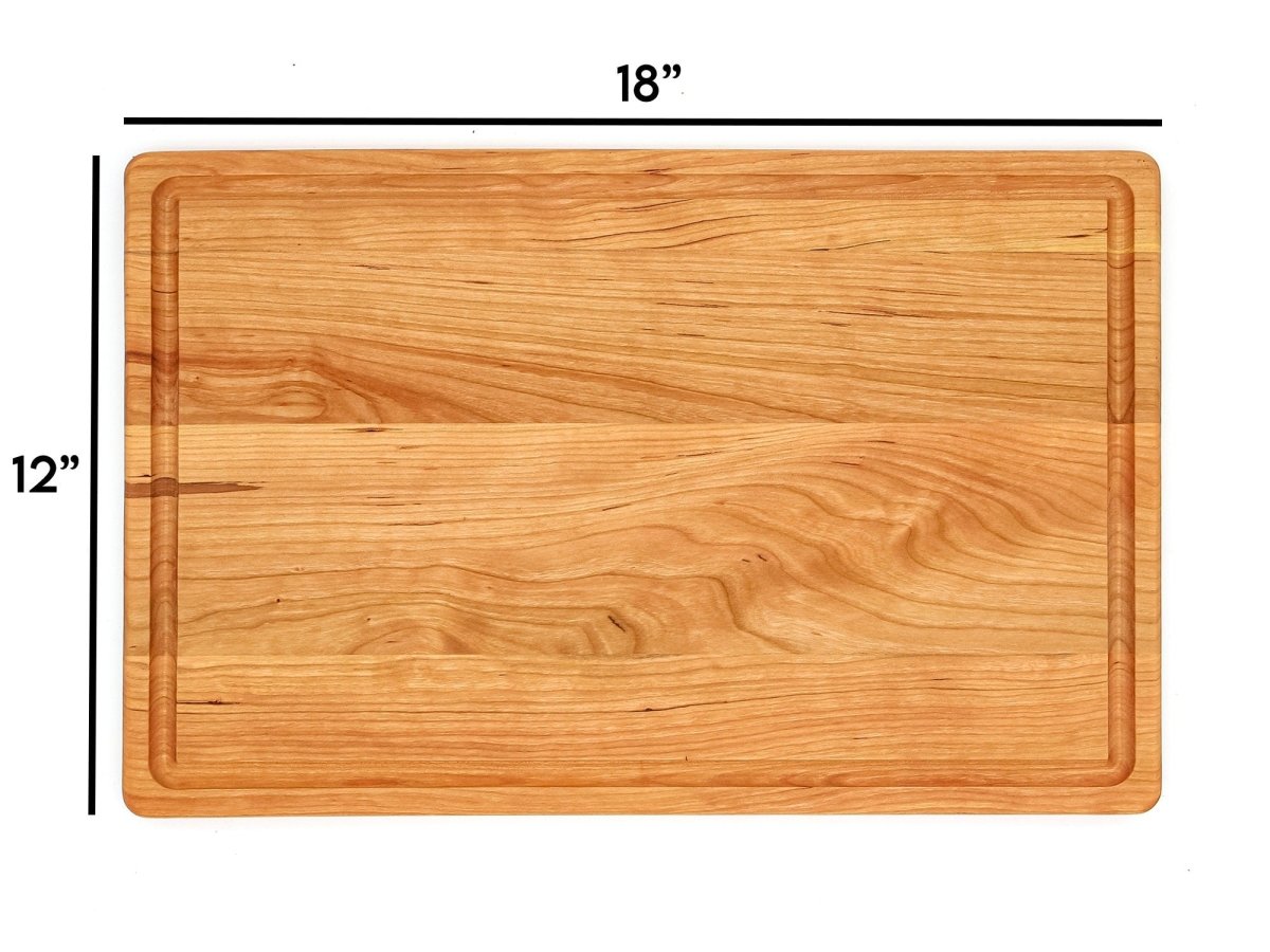 Large Cherry Wood Cutting Board With Juice Groove 18 x 12 Inches, Cherry Charcuterie Board, Cherry Cheese Board, Father's Day, 100% USA Made, - Country Life Natural Foods