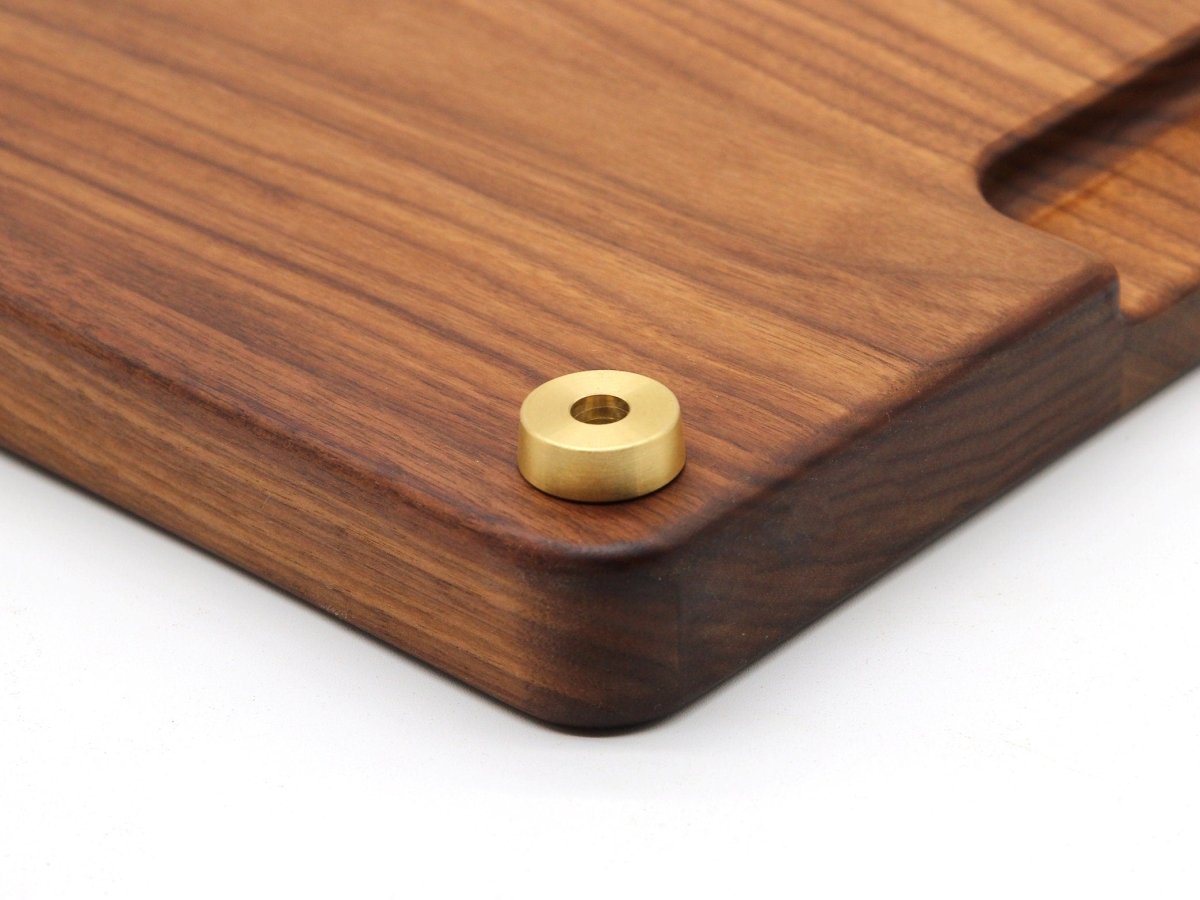Premium Brass Cutting Board Feet - Set of 4, Includes Non-Slip Pads, and Phillips Screws. 1