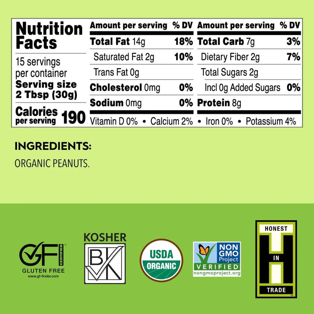Peanut Butter, Creamy, No Salt, Organic, Nut & Seed Butters - Country Life Natural Foods