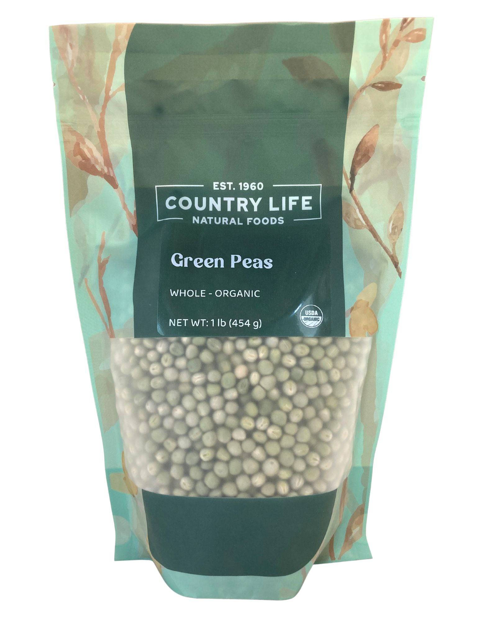 Peas, Green, Organic, Whole, Beans - Country Life Natural Foods